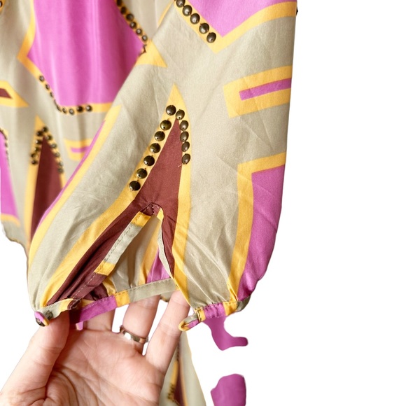 Antik Batik Silk Drop Waist Boho Lilac Shift Dress Size Medium - Picture 6 of 12